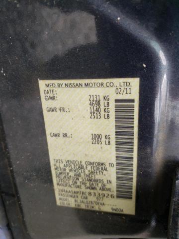 Photo 10 from auction – 2011 NISSAN MAXIMA S with VIN 1N4AA5AP7BC833926