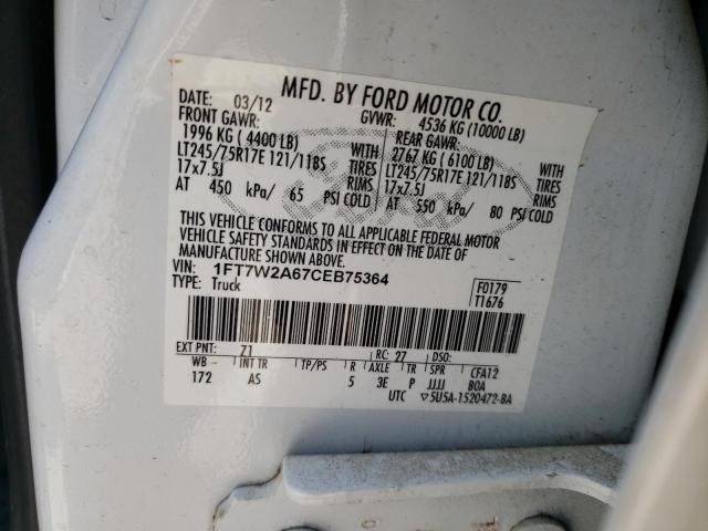 Photo 10 from auction – 2012 FORD F250 SUPER with VIN 1FT7W2A67CEB75364