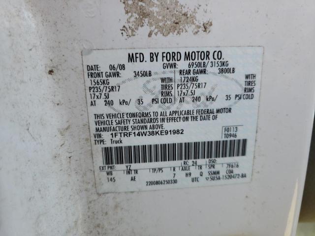 Photo 10 from auction – 2008 FORD F150 with VIN 1FTRF14W38KE91982