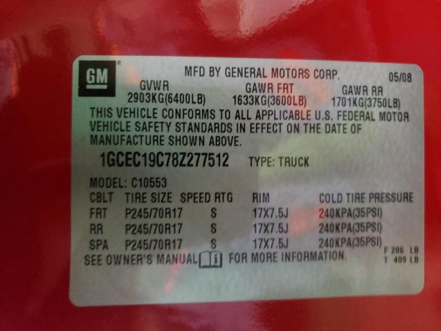 Photo 10 from auction – 2008 CHEVROLET SILVERADO with VIN 1GCEC19C78Z277512