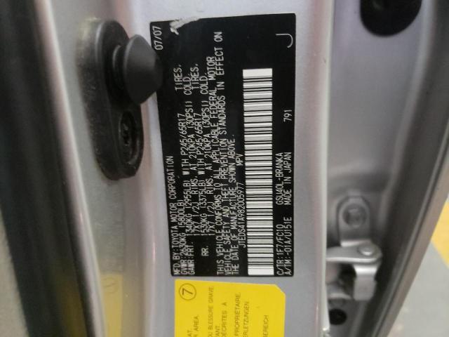 Photo 10 from auction – 2008 TOYOTA HIGHLANDER with VIN JTEDS41A982005977