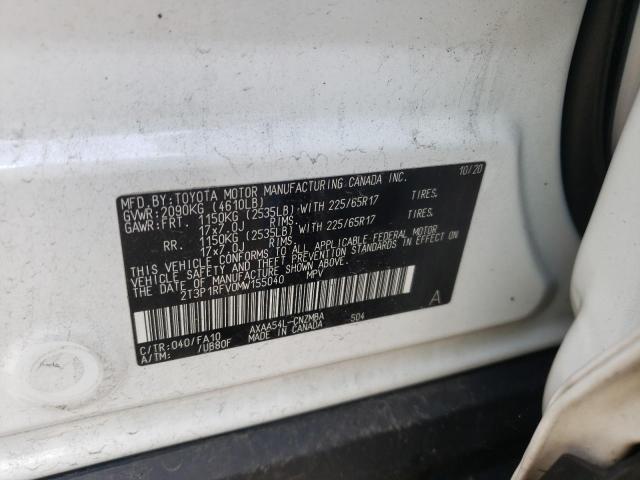 Photo 10 from auction – 2021 TOYOTA RAV4 XLE with VIN 2T3P1RFV0MW155040