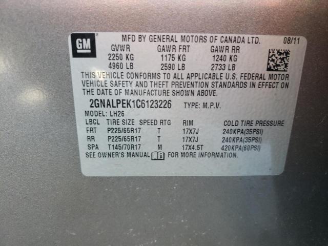 Photo 10 from auction – 2012 CHEVROLET EQUINOX LT with VIN 2GNALPEK1C6123226