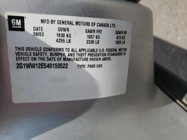 Photo 10 from auction – 2004 CHEVROLET MONTE CARL with VIN 2G1WW12E549150522