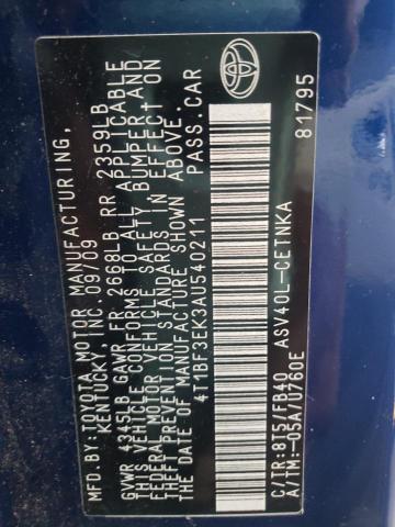 Photo 10 from auction – 2010 TOYOTA CAMRY with VIN 4T1BF3EK3AU540211