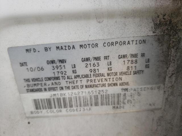 Photo 10 from auction – 2007 MAZDA 3 S with VIN JM1BK324271651252