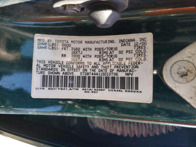 Photo 10 from auction – 2001 TOYOTA SEQUOIA SR with VIN 5TDBT44A11S013736