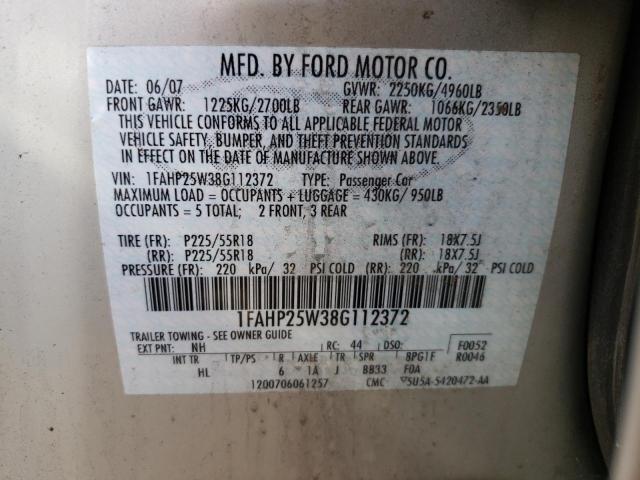 Photo 10 from auction – 2008 FORD TAURUS LIM with VIN 1FAHP25W38G112372