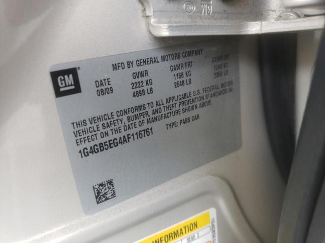 Photo 10 from auction – 2010 BUICK LACROSSE C with VIN 1G4GB5EG4AF116761