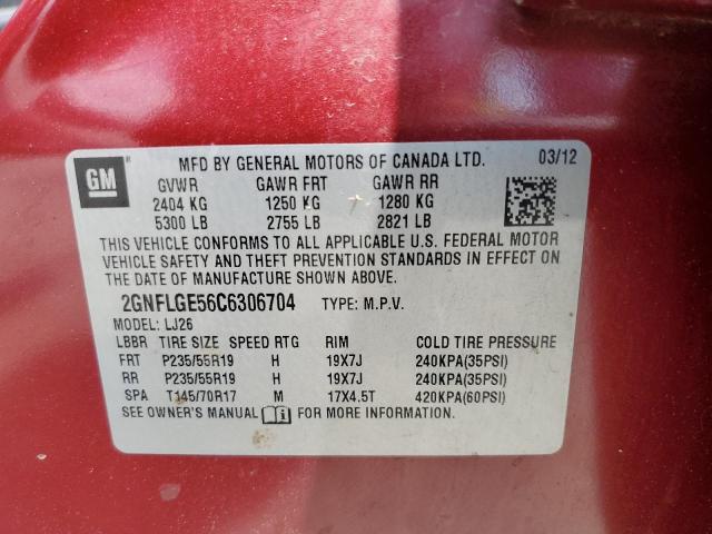 Photo 10 from auction – 2012 CHEVROLET EQUINOX LT with VIN 2GNFLGE56C6306704
