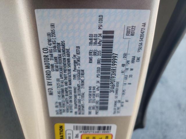 Photo 10 from auction – 2017 FORD FUSION SE with VIN 3FA6P0T93HR199997