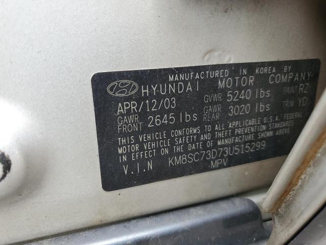 Photo 10 from auction – 2003 HYUNDAI SANTA FE G with VIN KM8SC73D73U515299