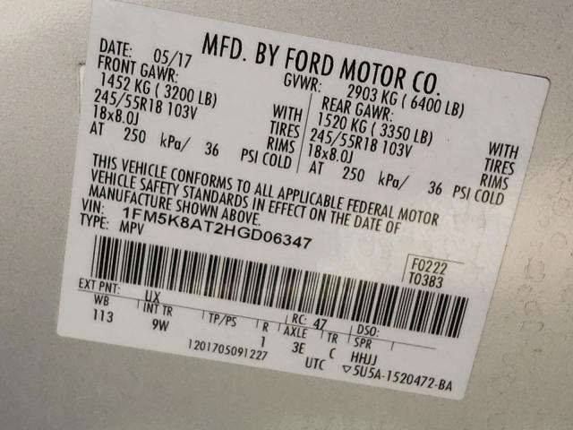 Photo 10 from auction – 2017 FORD EXPLORER P with VIN 1FM5K8AT2HGD06347