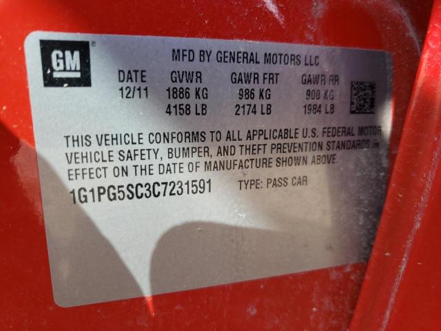 Photo 10 from auction – 2012 CHEVROLET CRUZE LT with VIN 1G1PG5SC3C7231591