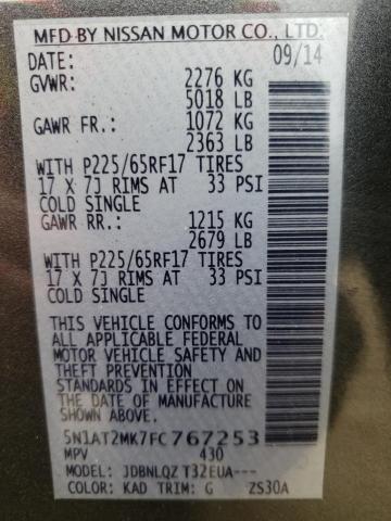 Photo 10 from auction – 2015 NISSAN ROGUE S with VIN 5N1AT2MK7FC767253