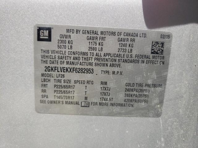 Photo 10 from auction – 2015 GMC TERRAIN SL with VIN 2GKFLVEKXF6282953
