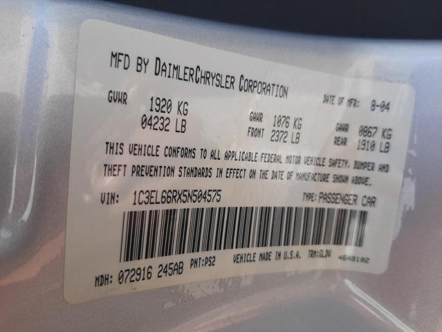 Photo 10 from auction – 2005 CHRYSLER SEBRING LI with VIN 1C3EL66RX5N504575