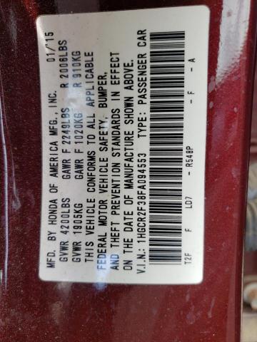 Photo 10 from auction – 2015 HONDA ACCORD LX with VIN 1HGCR2F38FA094553