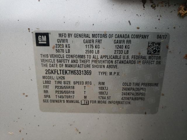 Photo 10 from auction – 2017 GMC TERRAIN SL with VIN 2GKFLTEK7H6331369