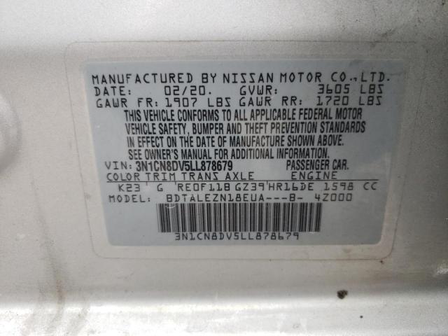 Photo 10 from auction – 2020 NISSAN VERSA S with VIN 3N1CN8DV5LL878679