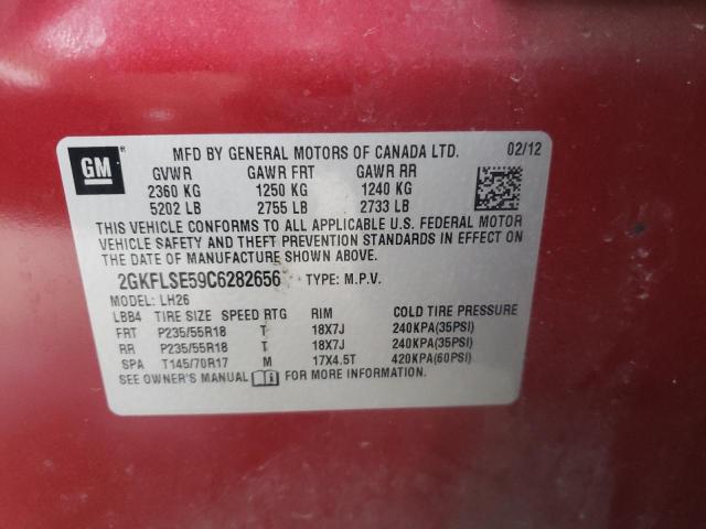 Photo 10 from auction – 2012 GMC TERRAIN SL with VIN 2GKFLSE59C6282656