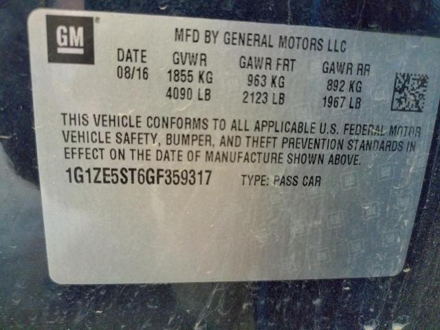 Photo 10 from auction – 2016 CHEVROLET MALIBU LT with VIN 1G1ZE5ST6GF359317