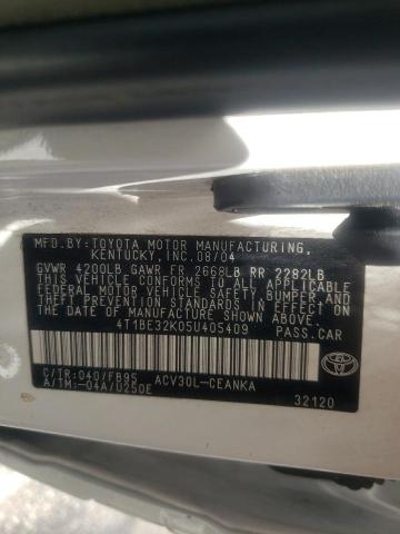 Photo 10 from auction – 2005 TOYOTA CAMRY LE with VIN 4T1BE32K05U405409