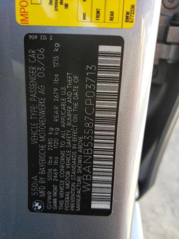 Photo 10 from auction – 2007 BMW 550 I with VIN WBANB53587CP03713