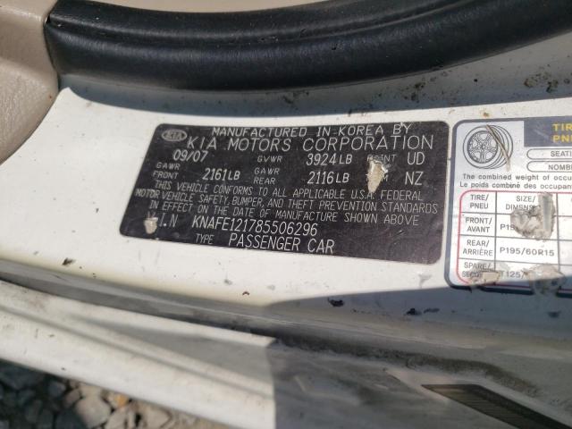 Photo 10 from auction – 2008 KIA SPECTRA EX with VIN KNAFE121785506296