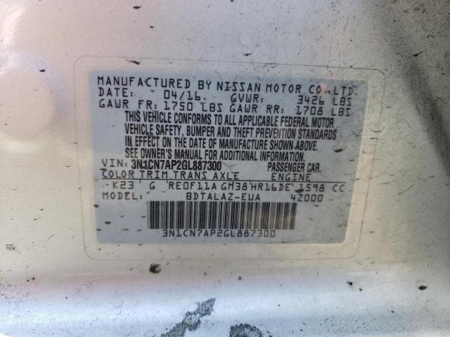 Photo 10 from auction – 2016 NISSAN VERSA S with VIN 3N1CN7AP2GL887300