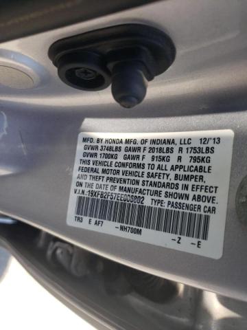 Photo 10 from auction – 2014 HONDA CIVIC LX with VIN 19XFB2F57EE006802