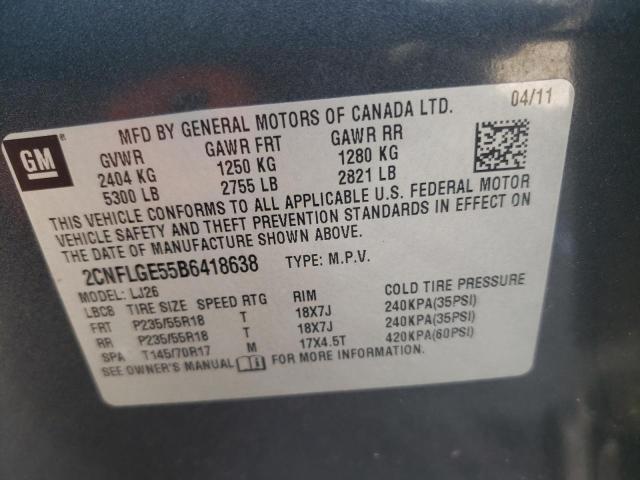 Photo 10 from auction – 2011 CHEVROLET EQUINOX LT with VIN 2CNFLGE55B6418638
