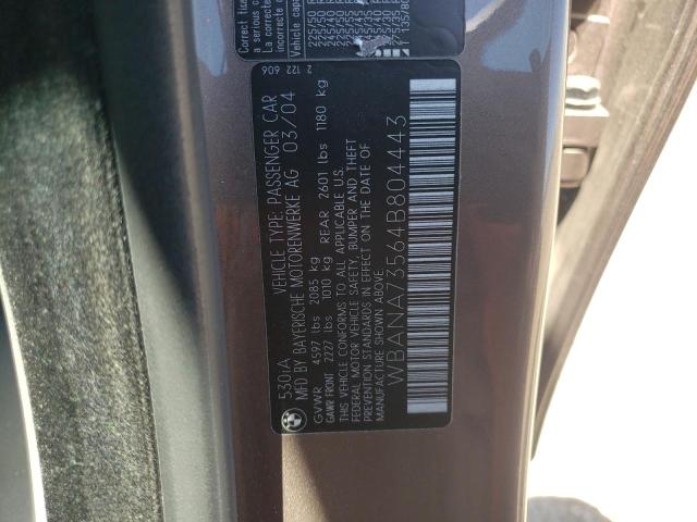 Photo 10 from auction – 2004 BMW 530 I with VIN WBANA73564B804443