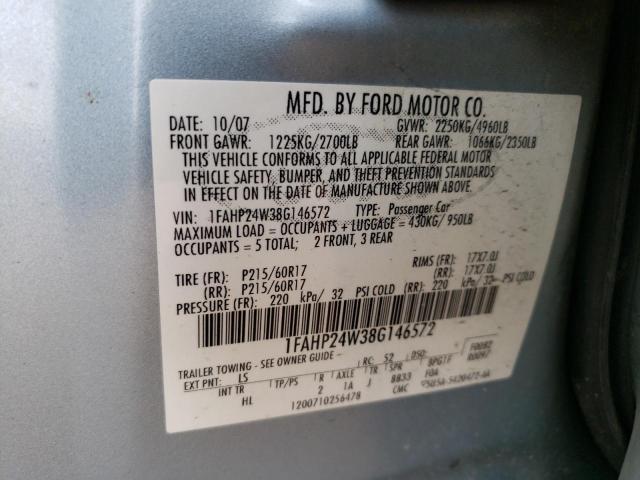 Photo 10 from auction – 2008 FORD TAURUS SEL with VIN 1FAHP24W38G146572