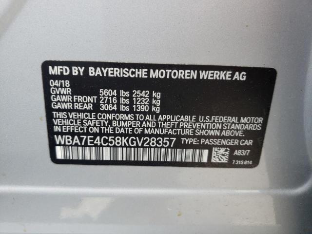 Photo 10 from auction – 2019 BMW 740 XI with VIN WBA7E4C58KGV28357
