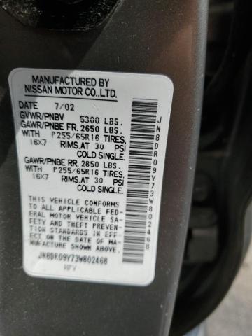 Photo 10 from auction – 2003 NISSAN PATHFINDER with VIN JN8DR09Y73W802468