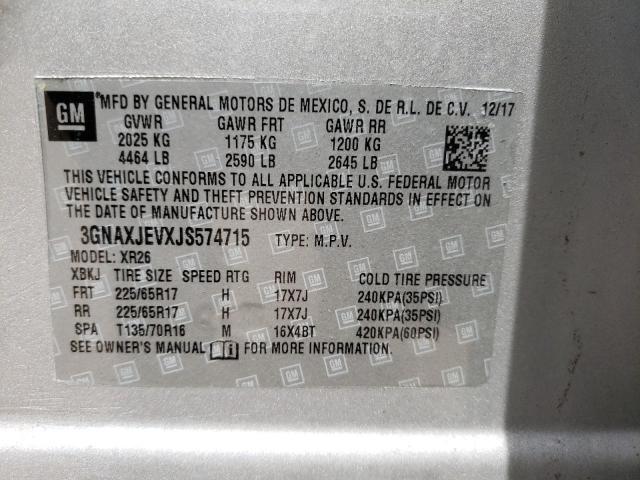Photo 10 from auction – 2018 CHEVROLET EQUINOX LT with VIN 3GNAXJEVXJS574715