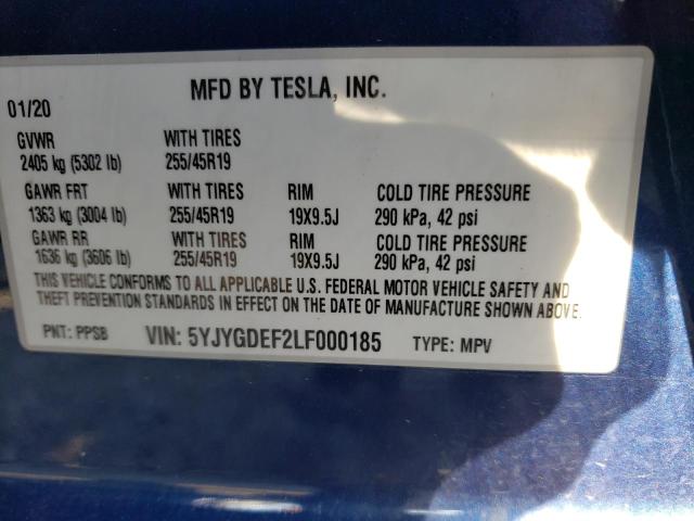 Photo 10 from auction – 2020 TESLA MODEL Y with VIN 5YJYGDEF2LF000185