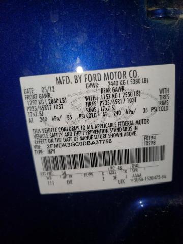 Photo 10 from auction – 2013 FORD EDGE SE with VIN 2FMDK3GC0DBA37756