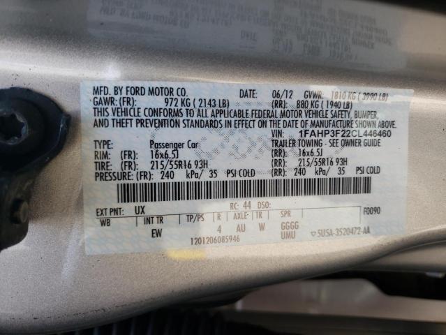 Photo 10 from auction – 2012 FORD FOCUS SE with VIN 1FAHP3F22CL446460