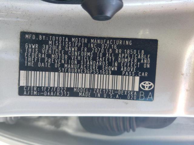 Photo 10 from auction – 2016 TOYOTA COROLLA L with VIN 5YFBURHE9GP551609