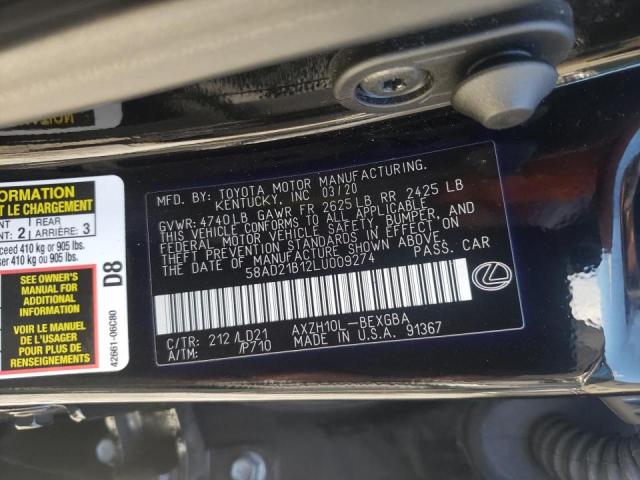 Photo 10 from auction – 2020 LEXUS ES 300H with VIN 58AD21B12LU009274