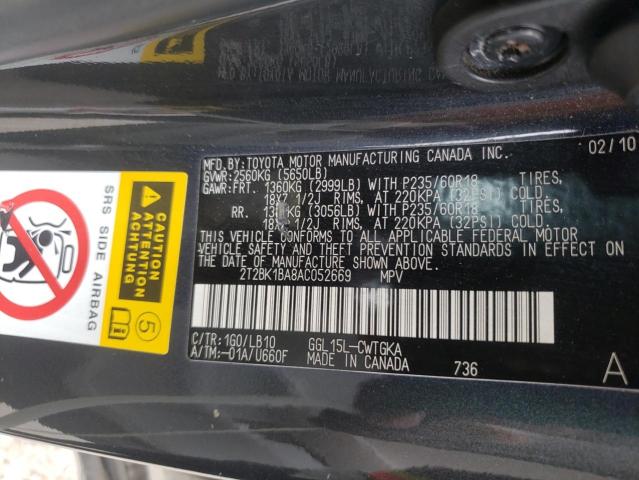 Photo 10 from auction – 2010 LEXUS RX 350 with VIN 2T2BK1BA8AC052669