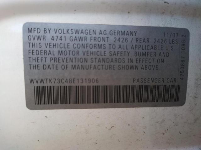 Photo 10 from auction – 2008 VOLKSWAGEN PASSAT WAG with VIN WVWTK73C48E131906