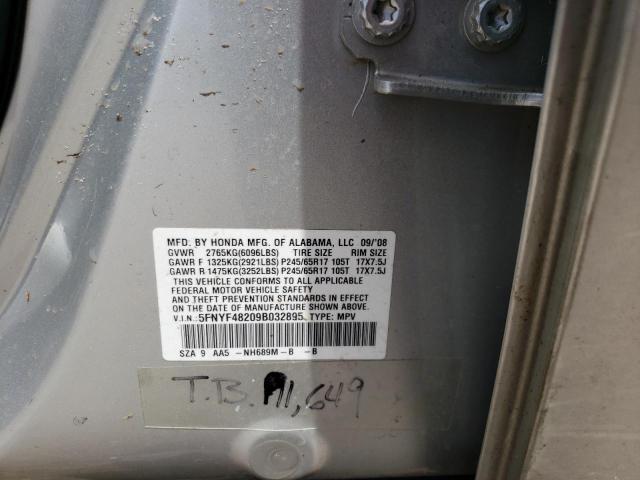 Photo 10 from auction – 2009 HONDA PILOT LX with VIN 5FNYF48209B032895