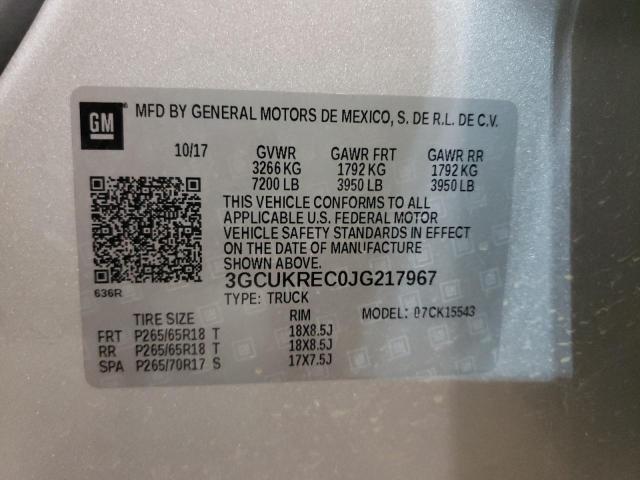 Photo 10 from auction – 2018 CHEVROLET SILVERADO with VIN 3GCUKREC0JG217967