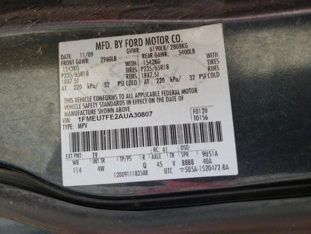 Photo 10 from auction – 2010 FORD EXPLORER L with VIN 1FMEU7FE2AUA30807