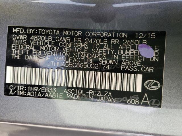Photo 10 from auction – 2016 LEXUS RC 200T with VIN JTHHA5BC8G5002174
