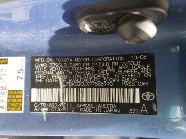 Photo 10 from auction – 2007 TOYOTA PRIUS with VIN JTDKB20UX77565990