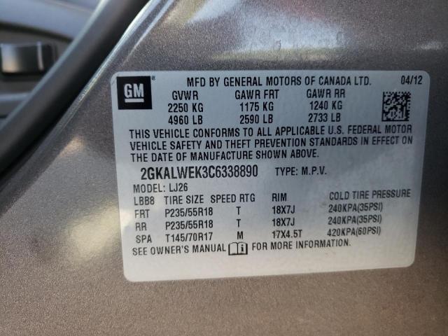 Photo 10 from auction – 2012 GMC TERRAIN SL with VIN 2GKALWEK3C6338890